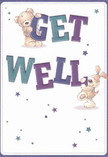 With its heartwarming design, this get well card radiates playful hope-two adorable characters, a teddy bear and a lively puppy, appear to leap from the page, their joyful interaction centred around the bold, colourful 'Get Well' message. The indigo and teal tones of the hand-lettered text stand out with confidence against a creamy, sun-washed backdrop, reminiscent of a Marlow morning. Star-shaped bursts, rendered in soft hues of blue and purple, twinkle lightly across the scene, echoing the gentle rhythm of the Thames downstream. The tactile brushstrokes bring the plush fur and shaggy puppy ears to life, allowing the viewer to almost sense a comforting hug. This illustrated card, much like a bespoke bouquet delivered to a doorstep off Chapel Street by Flowers Marlow, is imbued with warmth, reassurance, and genuine care-making it a perfect companion for someone's journey back to health in the Marlow community.
